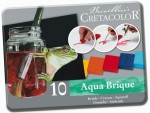 Набор акварельных красок-блоков Aqua Brique, 10цв.+губка, в мет. пенале Cretacolor