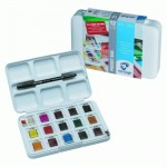 Набір акварельних фарб VAN GOGH Pocket Box, 12кол.+3 безкошт.+пензель, в пластиковому кюветі 20808632