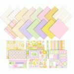 Набір паперу 'Baby Girl Collection' 20х20см, 16аркушів+6наклейок, the Paper Studio 386375