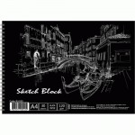 Альбом для малюванняна спіралі А4, 120г/м2, 30 арк. чорні аркуші BL4130
