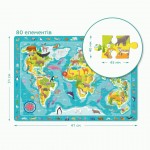 Пазл обсерваційний 'Мапа Світу Тваринки', 80 елементів, 300133, Dodo Toys 300133