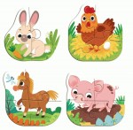 Пазл 4 в 1 'Baby puzzle. Сільські тварини', DoDo, 300686 300686