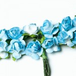 Набор декоративных бумажных роз на стеблях Голубые 1,5 см. 12 шт HY0010018505-1