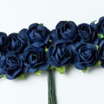 Набор декоративных бумажных роз на стеблях Синие 1,5 см. 12 шт HY0010018509-1