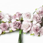 Набор декоративных бумажных роз на стеблях Лиловые 1,5 см. 12 шт HY00100185010-1