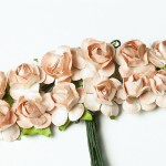 Набор декоративных бумажных роз на стеблях Коричневые 12,5 см. 12 шт HY0010018508-1