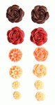 Набір об’ємних квітів самоклеючі, Червоно-оранжеві тони, 12шт. SCB 250305