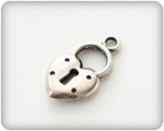 Підвіска металева Замочок-сердечко, срібло, 10*20мм SCB250101594