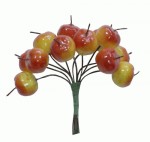 Набор Яблоки желто-красные на стебле 11*9 см. 12 шт. HY040102 HY040102
