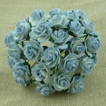 Троянди паперові, 2-TONE ANTIQUE BLUE MULBERRY PAPER OPEN ROSES 15 мм. 10 штук. SAA-352-15