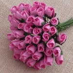 Бутоны роз бумажные, PINK MULBERRY PAPER ROSEBUDS 6 мм. 10 штук. SAA-289-6