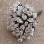 Бутони троянди паперові, WHITE MULBERRY PAPER ROSEBUDS 6 мм. 10 штук. SAA-283-6