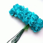 Розы бумажные, набор 12шт., ярко-голубые