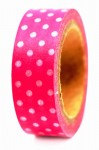 Скотч декоративный бумажный, Точка на розовом фоне, 1,5см*10м Margo