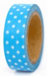 Скотч декоративный бумажный, Точка на голубом фоне, 1,5см*10м Margo