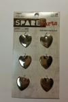 Набор золотистых подвесок, сердечки 6шт. Gold, Heart Charms, Paper Studio