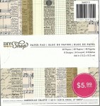 Набір одностороннього паперу для скрапбукінгу 15*15 см. 48 аркушів Newsprint, American Crafts