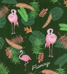 Бумага для обертки подарков Фламинго на зеленом фоне 50х70см 7591 7591