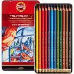 Набор художественных цветных карандашей POLYCOLOR, 12 цветов, металлическая упаковка, Koh-I-Noor 