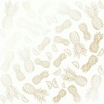 Лист одностороннього паперу з фольгуванням 'Golden Pineapple White', 30*30см, 200г/м2, 11-001 11-001