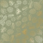 Лист одностороннього паперу з фольгуванням 'Golden Tropical Leaves Olive', 30*30см, 200г/м2, 10-009 10-009