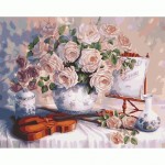 Набір акриловий живопис за номерами 'Троянди та скрипка' 40*50см КНО5518