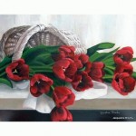 Набор акриловый живопись по номерам 'Тюльпаны в корзине' 40 * 50см КНО2064