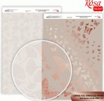 Бумага дизайнерская двусторонняя матовая 'Rose Gold Butterflies' с тиснением, А4, 200г/м2, 5318096, ROSA TALENT 5318096