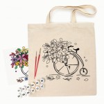 Набір екосумка-розмальовка, 'Квітковий велосипед', бавовняна, 220г/м2, 38х42см, N0003606 ROSA TALENT N0003606