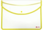 Папка-конверт А4+ на кнопці, прозора, Optima, 500 мкм., жовтий кант, O35256 O35256