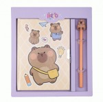 Блокнот із замком та ручкою CAPYBARA 1, 203х225 мм, 50 арк., клітинка, асорті, KIDS Line, ZB.700013 ZB.700013