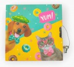 Блокнот дитячий на замочку 135 x 135мм., 70гр., 60 аркушів, Пес,кіт і пончики, 482117-U 482117-U