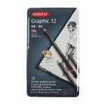 Набір графітних олівців Graphic, (6В-4Н) 12шт., металева коробка, Derwent 34214