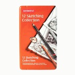 Набор материалов для графики Sketching Collection, 12 предметов, в металл. коробке, Derwent 34305