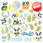 Набір двостороннього паперу для скрапбукінгу 20*20см 'My little Panda boy', 200г/м2, 10 арк., 02069 02069