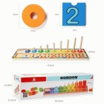 Дерев’яна розвиваюча гра 'Лічба', Rainbow Donuts Count and Match Numbers, 6540, TOP BRIGHT 6540
