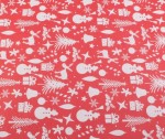 Папір подарунковий Новорічний, білі фігурки на червоному фоні 70см, 1м., 255-2620 255-2620
