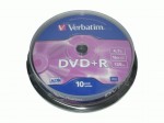 Диски VERBATIM DVD-R 4.7Gb 16x Cake 10 43498