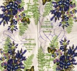 Салфетка для декупажа 'Синие цветы с бабочкой', 33х33см, 3-х слойные