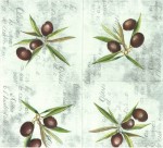Серветка для декупажу 'Оливки на салатовому фоні'.  33*33 см, 3-х шарові