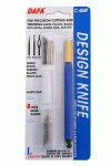 Ніж макетний, пластикова ручка, змінних 8 лез + 4насадки, С-604Р, DAFA