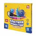 Пластилин прямоугольный восковой 12 цветов, 216гр., Школярик303117001-UA 303117001-UA