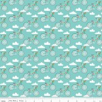 Тканина Riley Blake 'Fancy Free' Велосипеди на бірюзовому тлі 100*110 см. c4061-teal-15818
