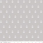 Ткань Riley Blake '2015 Basics' Белые якоря на сером фоне 50*55 см. G585-GRAY