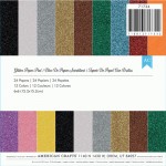 Набор глитерной бумаги для скрапбукинга 15*15 см. 24 листа Glitter Paper Pack, American Crafts 71734