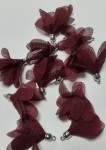 Кисточка декоративная тканевая Цветочек вишневая, 4,5см по 1шт.серебро