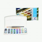 Набор акварельных красок VAN GOGH Pocket Box, 18кюв. + 2тубы + кисть + спонж, пластик. Royal Talens 20808618