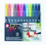 Набор маркеров Koi Coloring Brush Pen 12 цветов Sakura. XBR-12