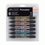 Набір пігментних маркерів двосторонніх  Пастельні відтінки Promarker, 6 маркерів Winsor Newton 0290028