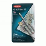 Набор акварельных графитных карандашей Graphitint, 12 шт, в металл. коробке, Derwent 700802